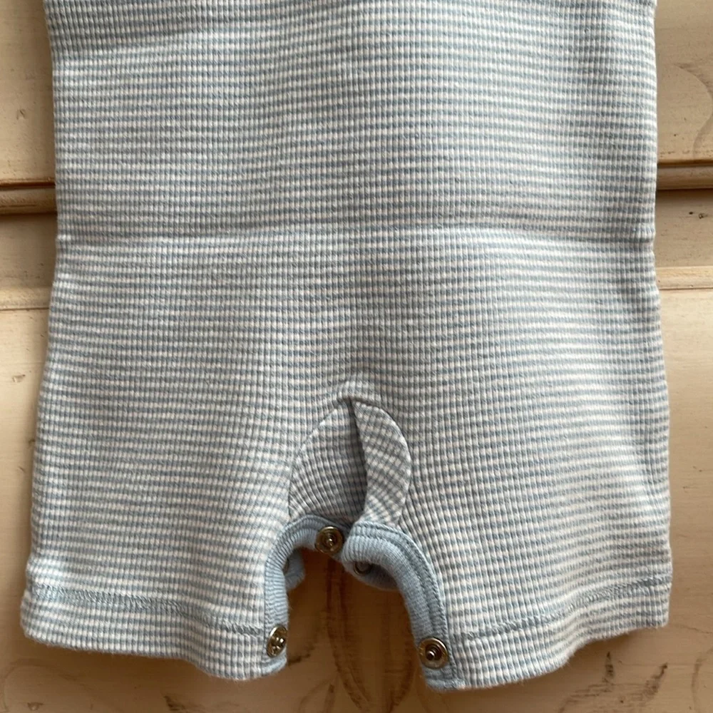 RALPH LAUREN STRIPPED RIBBED COTTON ONE PIECE BODYSUIT